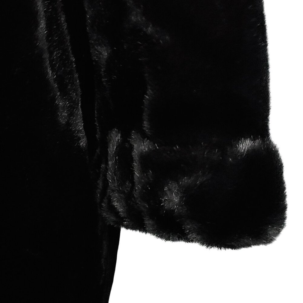 ALPINE STUDIO ~ Black Faux Mink Coat with Hood ~ XL ~ 38” L - Picture 8 of 16